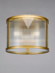 Där Bianka 3 Bulb Ribbed Glass Flush Ceiling Light, Matt Black - thumbnail 4