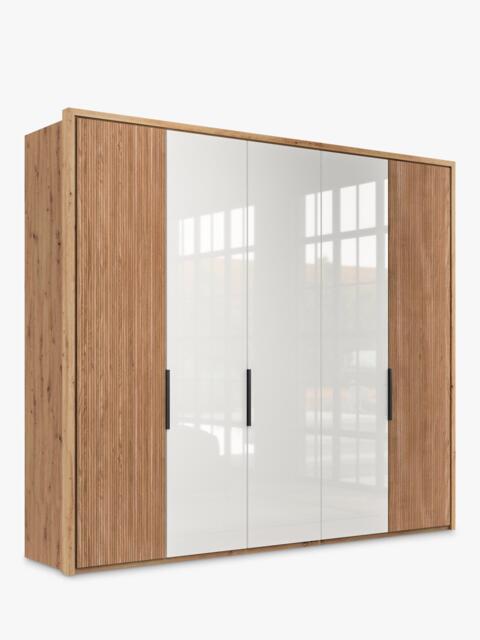 John Lewis Aspen 2.5m Hinged Wardrobe with 3 Glass Doors & 2 Wooden Doors - image 1