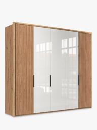 John Lewis Aspen 2.5m Hinged Wardrobe with 3 Glass Doors & 2 Wooden Doors