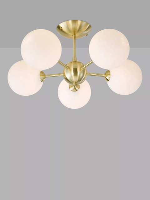 John Lewis Satellite 5 Arm Semi Flush Ceiling Light, Satin Brass - image 1