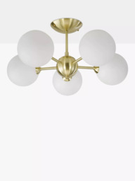 John Lewis Satellite 5 Arm Semi Flush Ceiling Light, Satin Brass - thumbnail 3