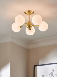 John Lewis Satellite 5 Arm Semi Flush Ceiling Light, Satin Brass - thumbnail 2