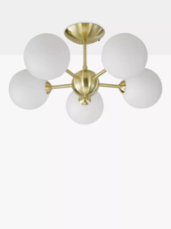 John Lewis Satellite 5 Arm Semi Flush Ceiling Light, Satin Brass - thumbnail 4