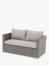 John Lewis Alora Woven Rattan 2-Seater Garden Sofa, Grey - thumbnail 2