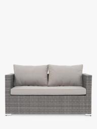 John Lewis Alora Woven Rattan 2-Seater Garden Sofa, Grey