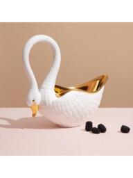 L'OBJET Swan Decorative Porcelain Bowl, Gold/White - thumbnail 2
