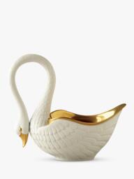 L'OBJET Swan Decorative Porcelain Bowl, Gold/White