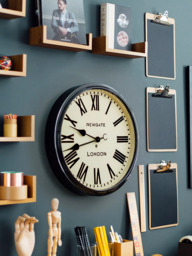 Newgate Clocks Battersby Roman Numeral Wall Clock, 50cm, Black - thumbnail 3