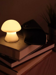 Kikkerland Small Cordless Mushroom Table Light, White - thumbnail 4