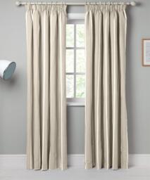 John Lewis Padstow Stripe Cotton Pair Lined Pencil Pleat Curtains, Putty