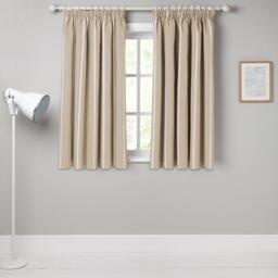 John Lewis Padstow Stripe Cotton Pair Lined Pencil Pleat Curtains, Putty - thumbnail 3