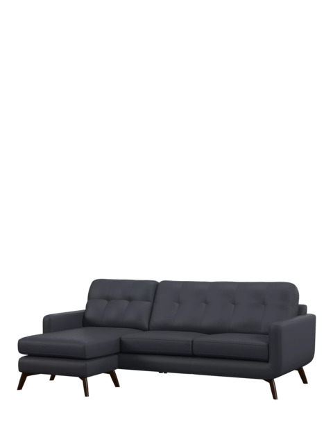 John Lewis Barbican LHF Chaise Leather Sofa, Dark Leg - image 1