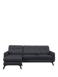 John Lewis Barbican LHF Chaise Leather Sofa, Dark Leg - thumbnail 5