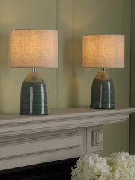 Laura Ashley Penny Ceramic Table Lamp, Set of 2, Blue - thumbnail 1
