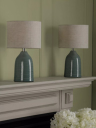 Laura Ashley Penny Ceramic Table Lamp, Set of 2, Blue - thumbnail 2