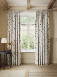 John Lewis Isabelle Floral Sprigs Print Pair Blackout Lined Pencil Pleat Curtains, Light Seafoam - thumbnail 3