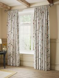 John Lewis Isabelle Floral Sprigs Print Pair Blackout Lined Pencil Pleat Curtains, Light Seafoam - thumbnail 4