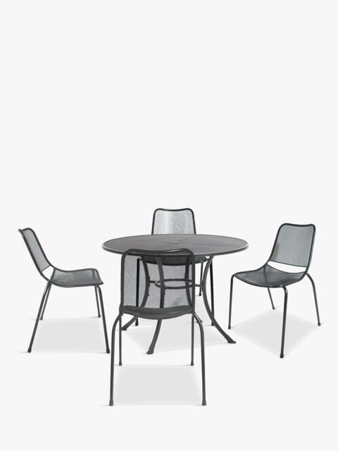 KETTLER Arna 4-Seater Round Garden Dining Table & Chairs Set, Dark Grey - image 1