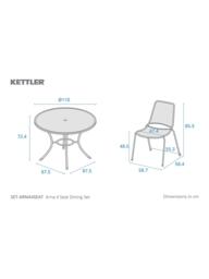 KETTLER Arna 4-Seater Round Garden Dining Table & Chairs Set, Dark Grey - thumbnail 5