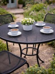 KETTLER Arna 4-Seater Round Garden Dining Table & Chairs Set, Dark Grey - thumbnail 4