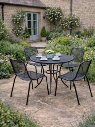 KETTLER Arna 4-Seater Round Garden Dining Table & Chairs Set, Dark Grey - thumbnail 2