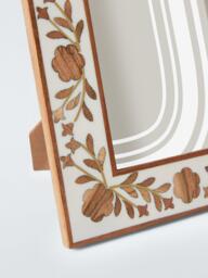 John Lewis Floral Mango Wood Inlay Photo Frame, Cream/Brown - thumbnail 2