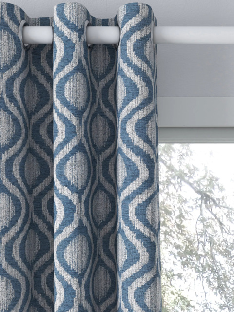 John Lewis Trellis Weave Pair Lined Eyelet Curtains, Bluestone - image 1
