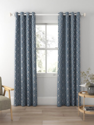 John Lewis Trellis Weave Pair Lined Eyelet Curtains, Bluestone - thumbnail 3