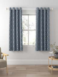 John Lewis Trellis Weave Pair Lined Eyelet Curtains, Bluestone - thumbnail 4