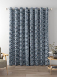 John Lewis Trellis Weave Pair Lined Eyelet Curtains, Bluestone - thumbnail 5