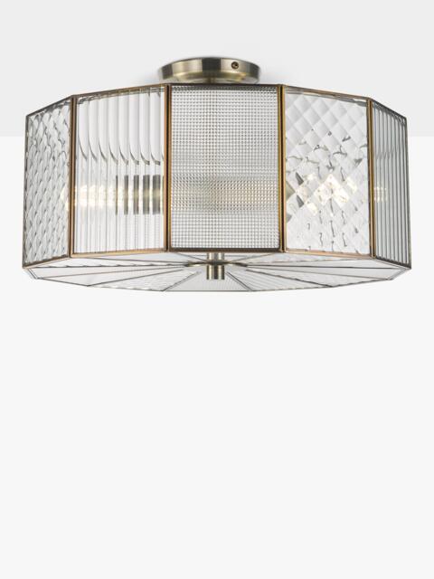 John Lewis Rhea Textured Semi Flush Ceiling Light, Antique Brass - image 1