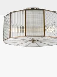 John Lewis Rhea Textured Semi Flush Ceiling Light, Antique Brass - thumbnail 4