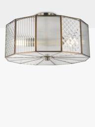 John Lewis Rhea Textured Semi Flush Ceiling Light, Antique Brass - thumbnail 5