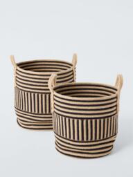 John Lewis Two-Tone Storage Baskets, Set of 2, Black Multi - thumbnail 2