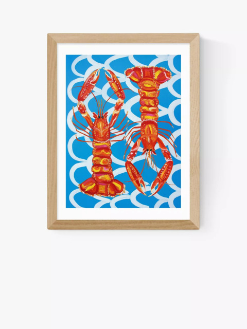 EAST END PRINTS Alice Straker 'Langoustines on Blue' Framed Print
