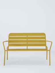 John Lewis 2-Seater Metal Garden Bench, Gold Olive - thumbnail 2