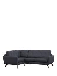John Lewis Barbican LHF Corner End Leather Sofa, Dark Leg