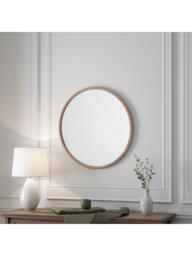 Yearn Beauf Round Oak Wood Frame Wall Mirror - thumbnail 2