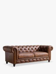 Halo Earle Chesterfield Large 3 Seater Leather Sofa, London Leather - thumbnail 3