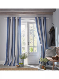Laura Ashley Tiverton Pair Lined Eyelet Curtains, Denim - thumbnail 1