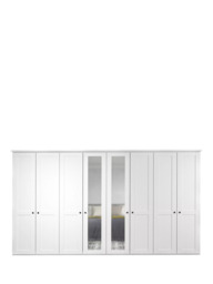 John Lewis Marlow 400cm Mirrored Hinged Wardrobe, White - thumbnail 3