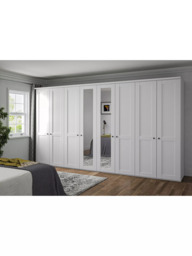 John Lewis Marlow 400cm Mirrored Hinged Wardrobe, White - thumbnail 2