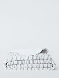 John Lewis Striped Cotton Quilt, Blue - thumbnail 4