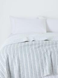 John Lewis Striped Cotton Quilt, Blue - thumbnail 1