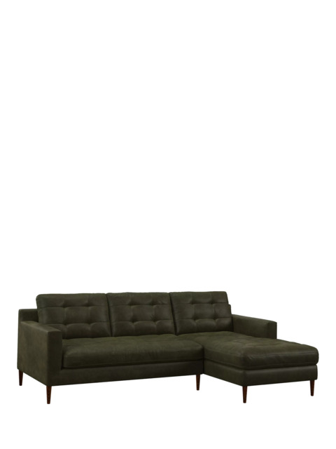 John Lewis Draper II RHF Chaise Leather Sofa, Dark Leg - image 1