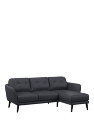John Lewis Arlo RHF Chaise Leather Sofa, Dark Leg