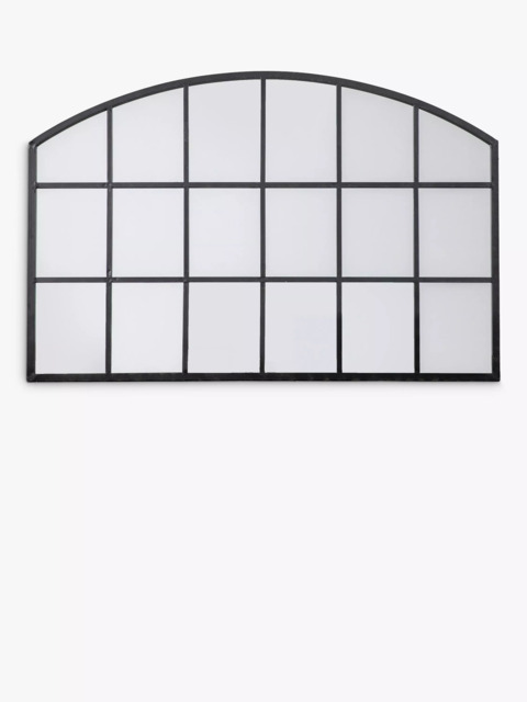 John Lewis Metal Frame Overmantel Wall Mirror, 120 x 80cm, Black - image 1