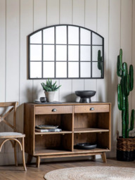 John Lewis Metal Frame Overmantel Wall Mirror, 120 x 80cm, Black - thumbnail 2
