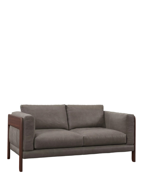 John Lewis Nest Medium 2 Seater Leather Sofa, Dark Leg - image 1