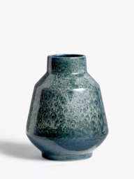 John Lewis Alis Earthenware Vase, H18cm, Reactive Blue - thumbnail 1